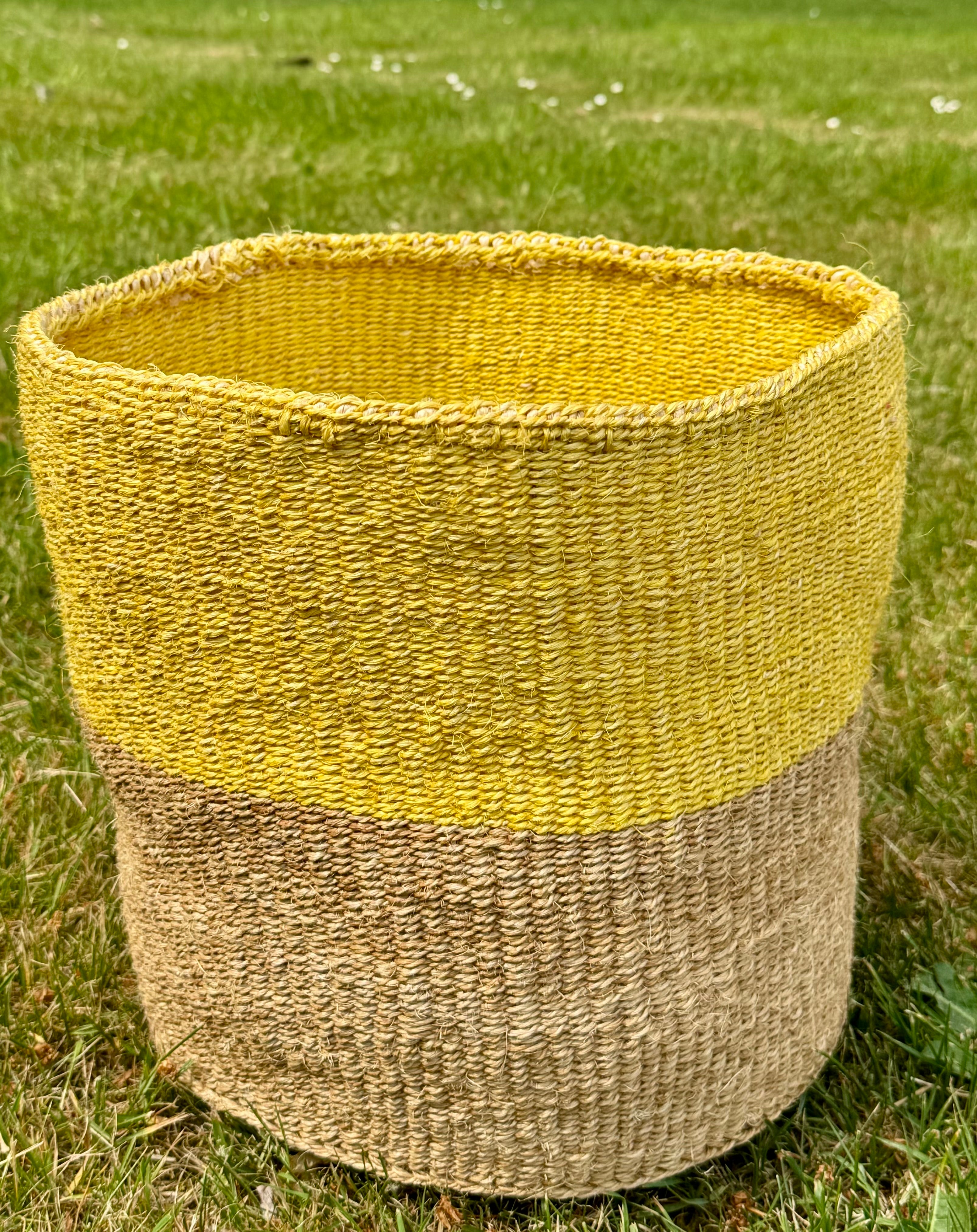 Sunshine Yellow Handwoven African Basket